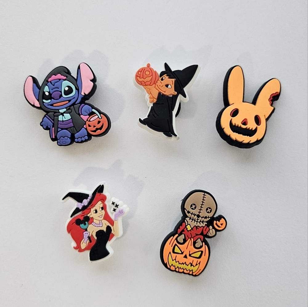 New Disney shoe charms 5pc in total. Lilo and Stitch, Ariel, Halloween themed